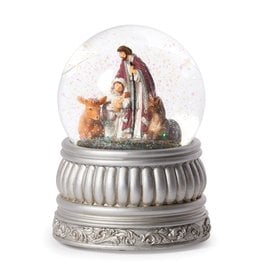 Roman Silver Holy Family Snow Globe - Musical