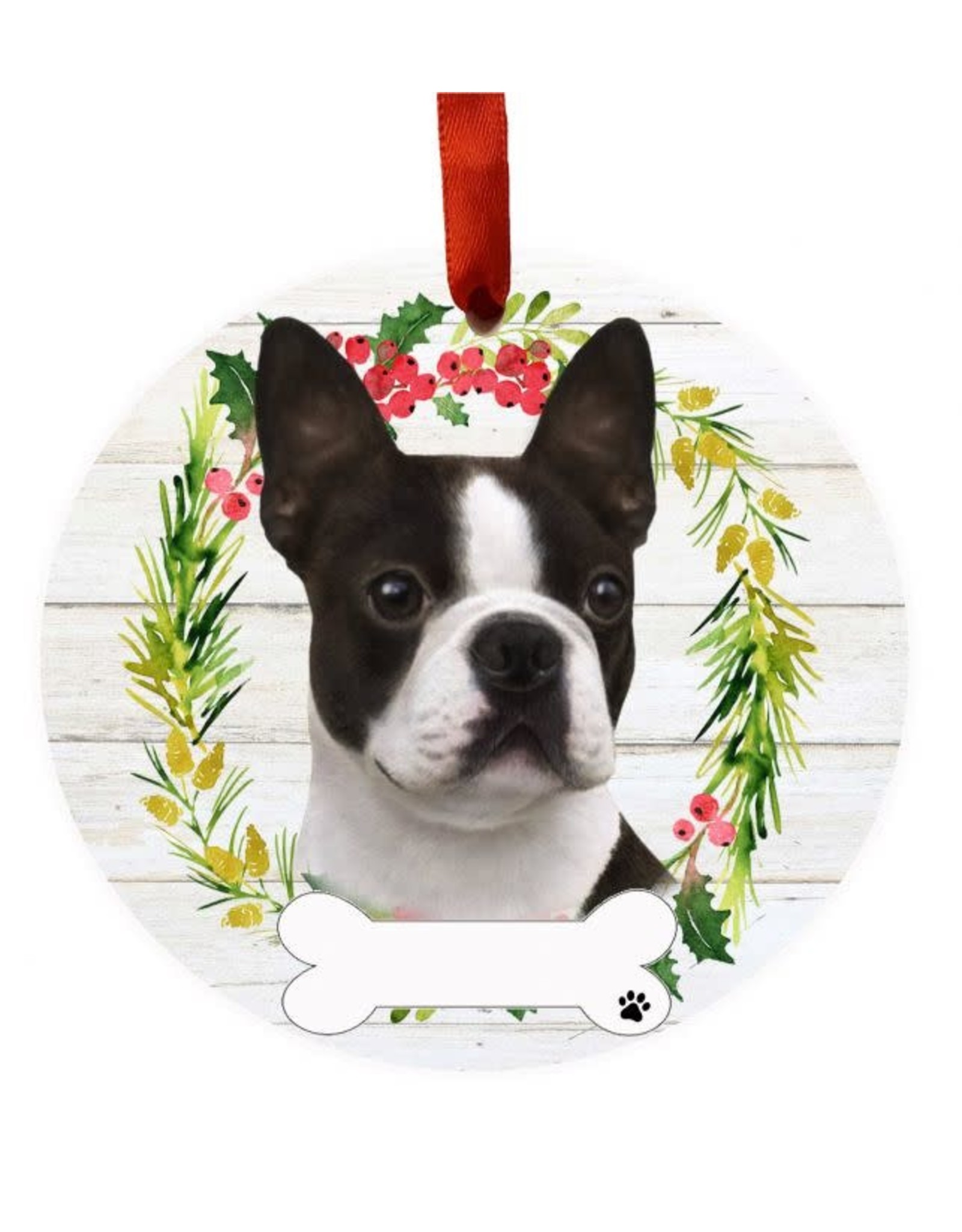 E&S Pets Boston Terrier Wreath Ornament