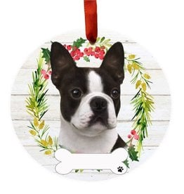 E&S Pets Boston Terrier Wreath Ornament