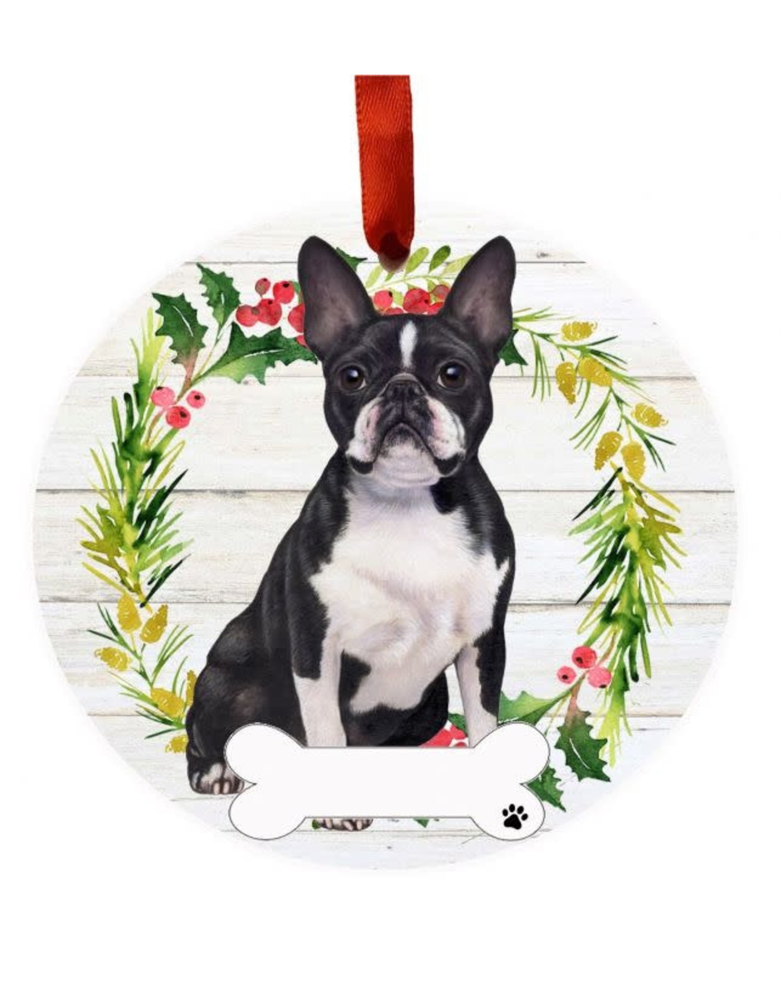 E&S Pets Boston Terrier Full Body Wreath Ornament