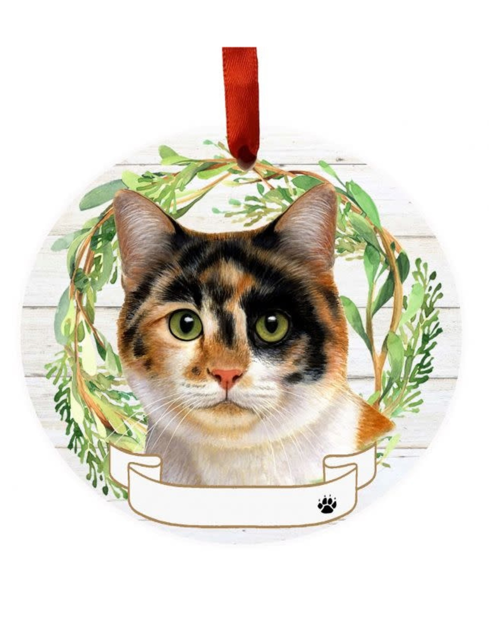 E&S Pets Calico Cat Wreath Ornament