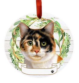 E&S Pets Calico Cat Wreath Ornament