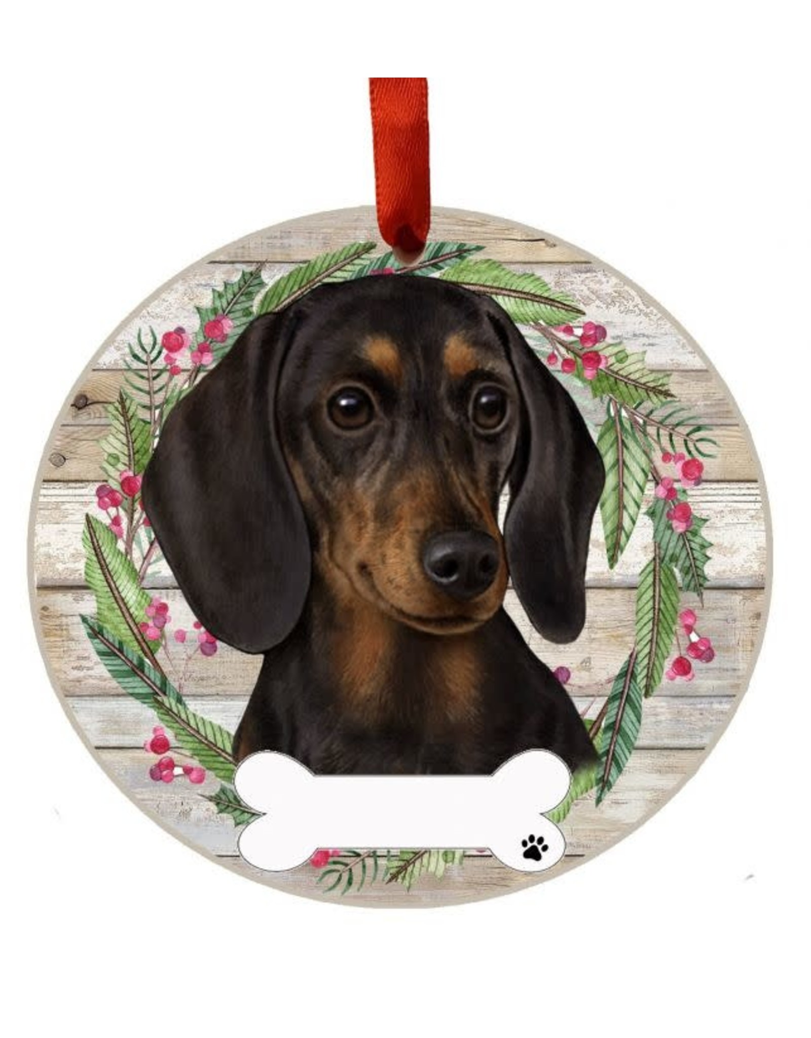 E&S Pets Black Dachshund Wreath Ornament