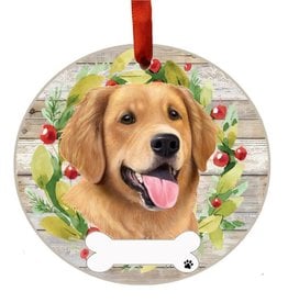 E&S Pets Golden Retriever Wreath Ornament