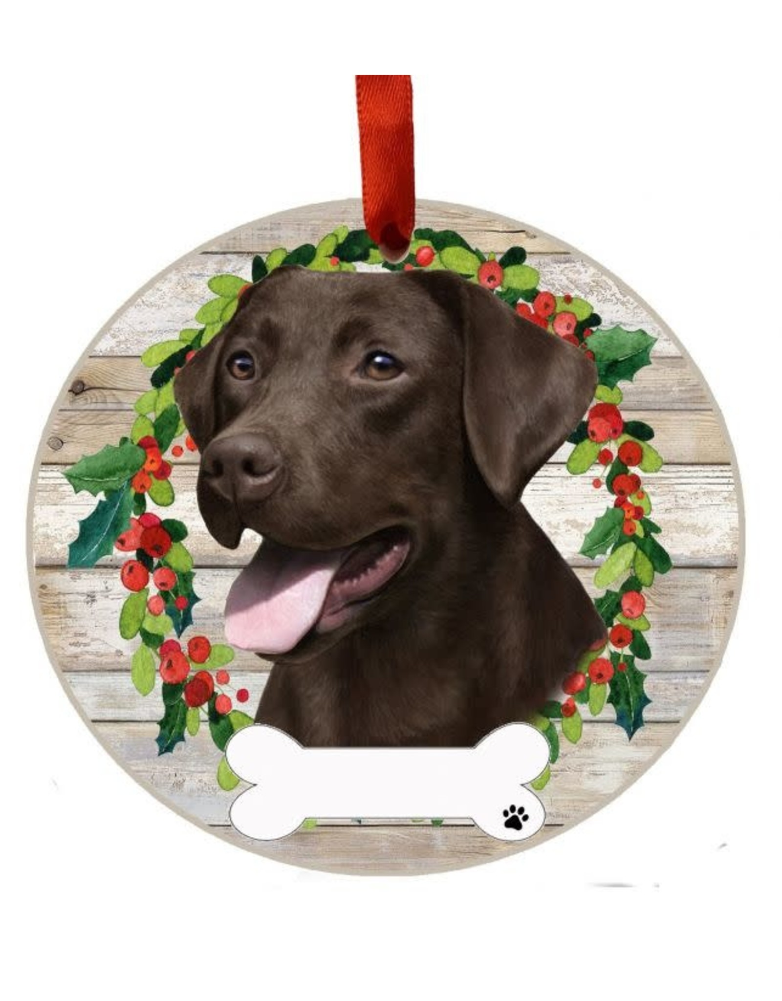 E&S Pets Chocolate Labrador Wreath Ornament