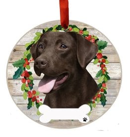 E&S Pets Chocolate Labrador Wreath Ornament