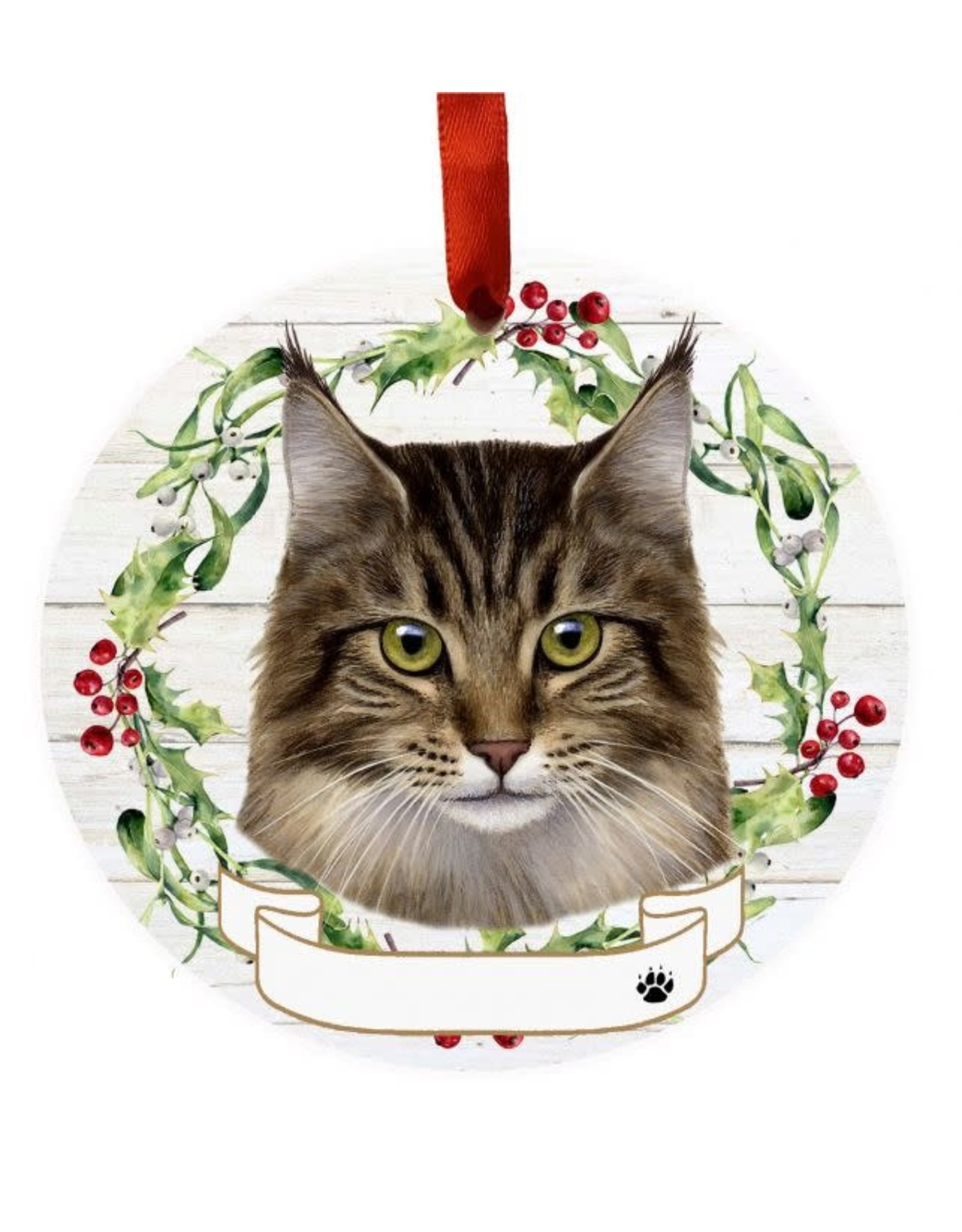 E&S Pets Maine Coon Cat Wreath Ornament