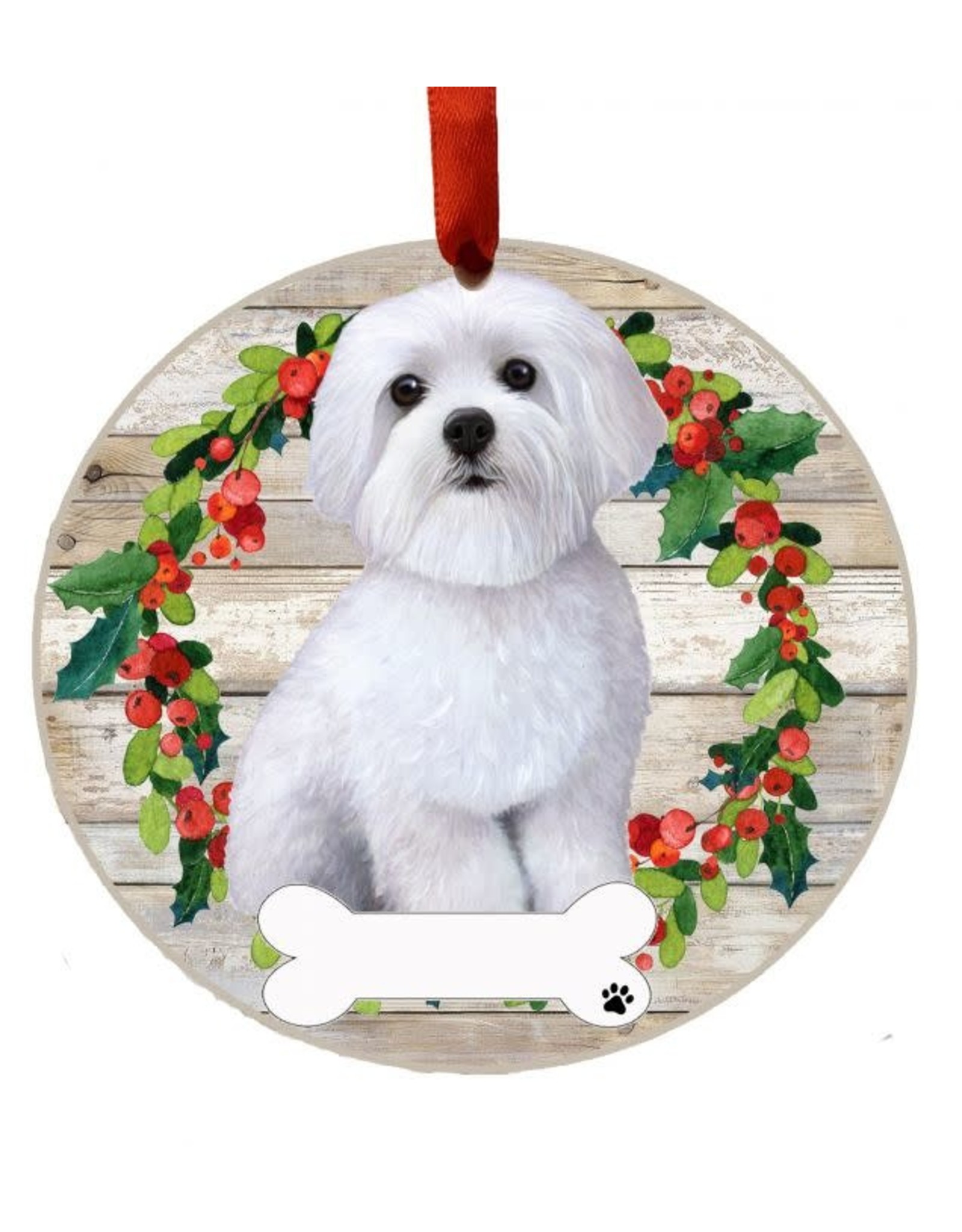 E&S Pets Maltese Wreath Ornament