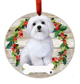E&S Pets Maltese Wreath Ornament