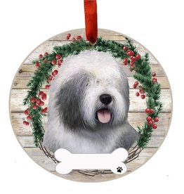 E&S Pets Old English Sheepdog Wreath Ornament