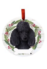 E&S Pets Black Poodle Wreath Ornament