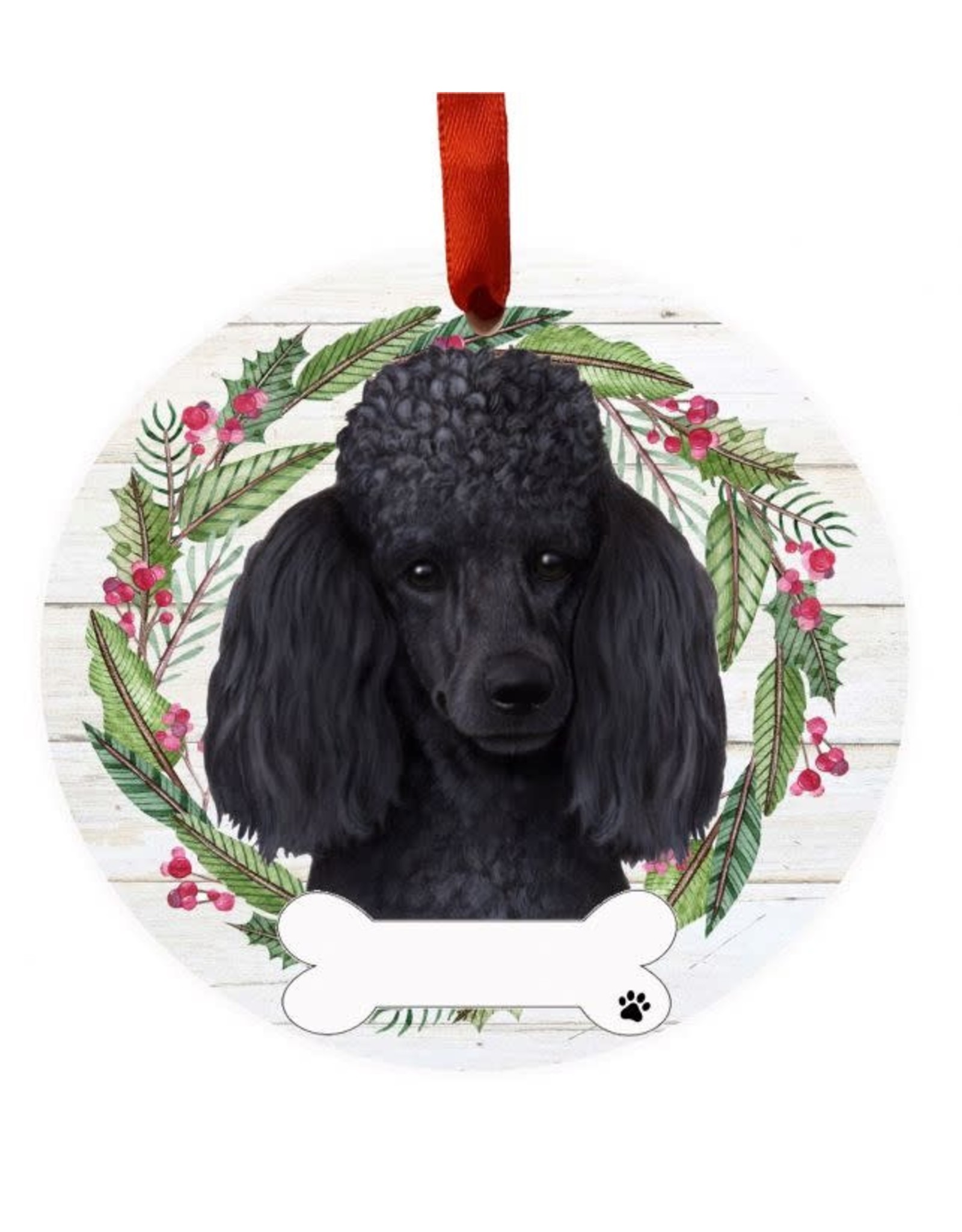 E&S Pets Black Poodle Wreath Ornament