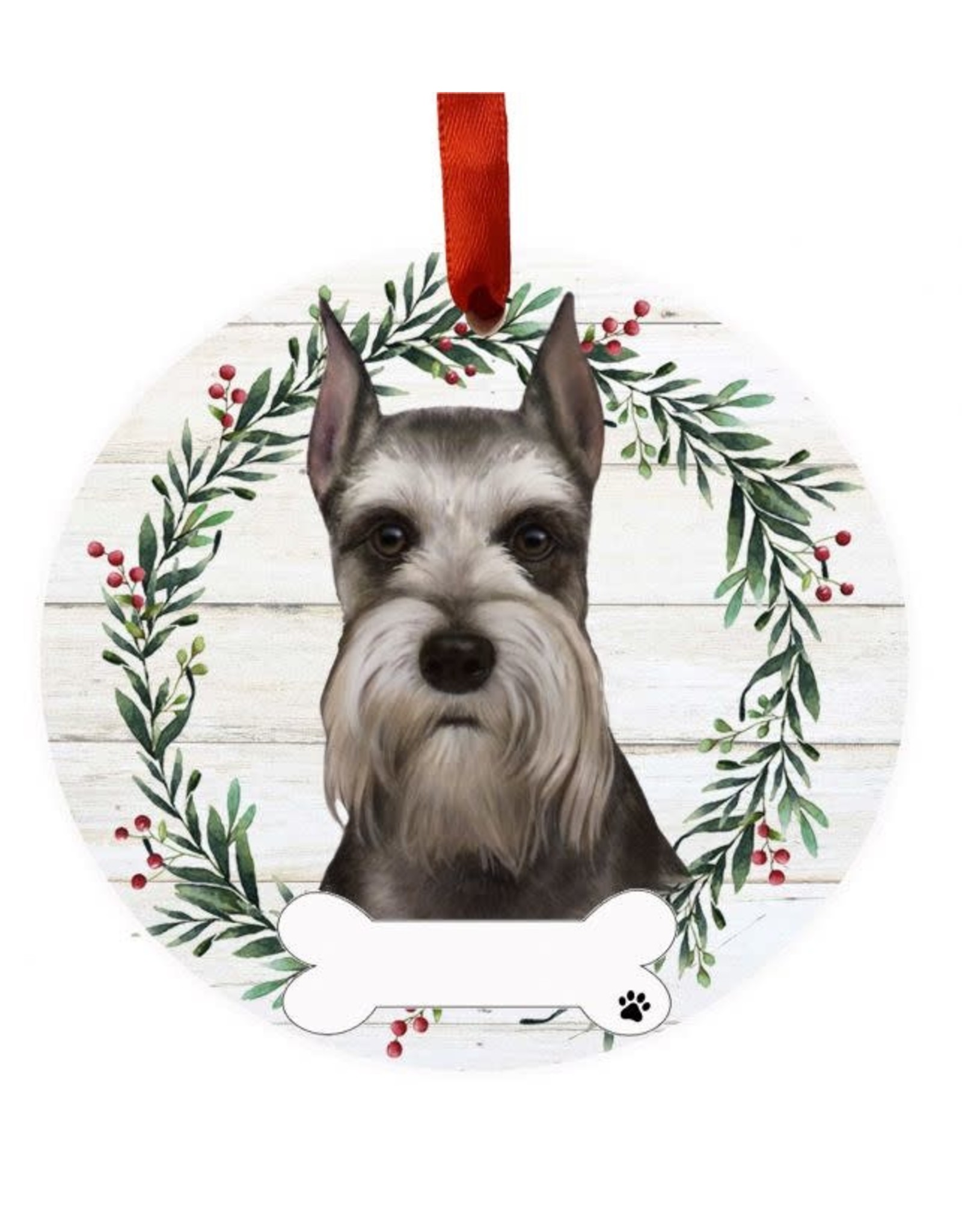 E&S Pets Grey Schnauzer Wreath Ornament