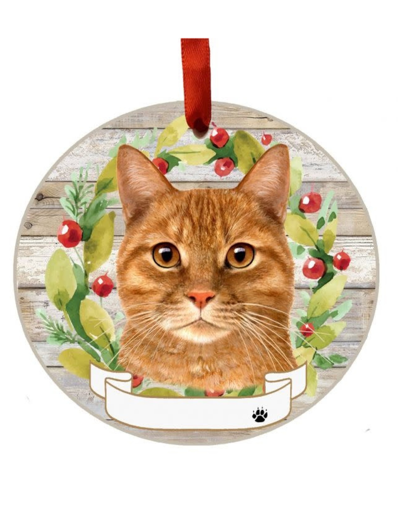 E&S Pets Orange Tabby Cat Wreath Ornament