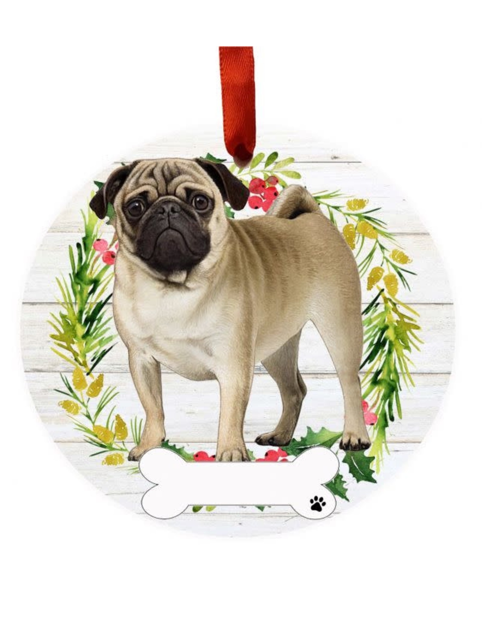 E&S Pets Pug Full Body Wreath Ornament