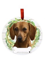 E&S Pets Red Dachshund Wreath Ornament