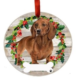 E&S Pets Red Dachshund Full Body Wreath Ornament