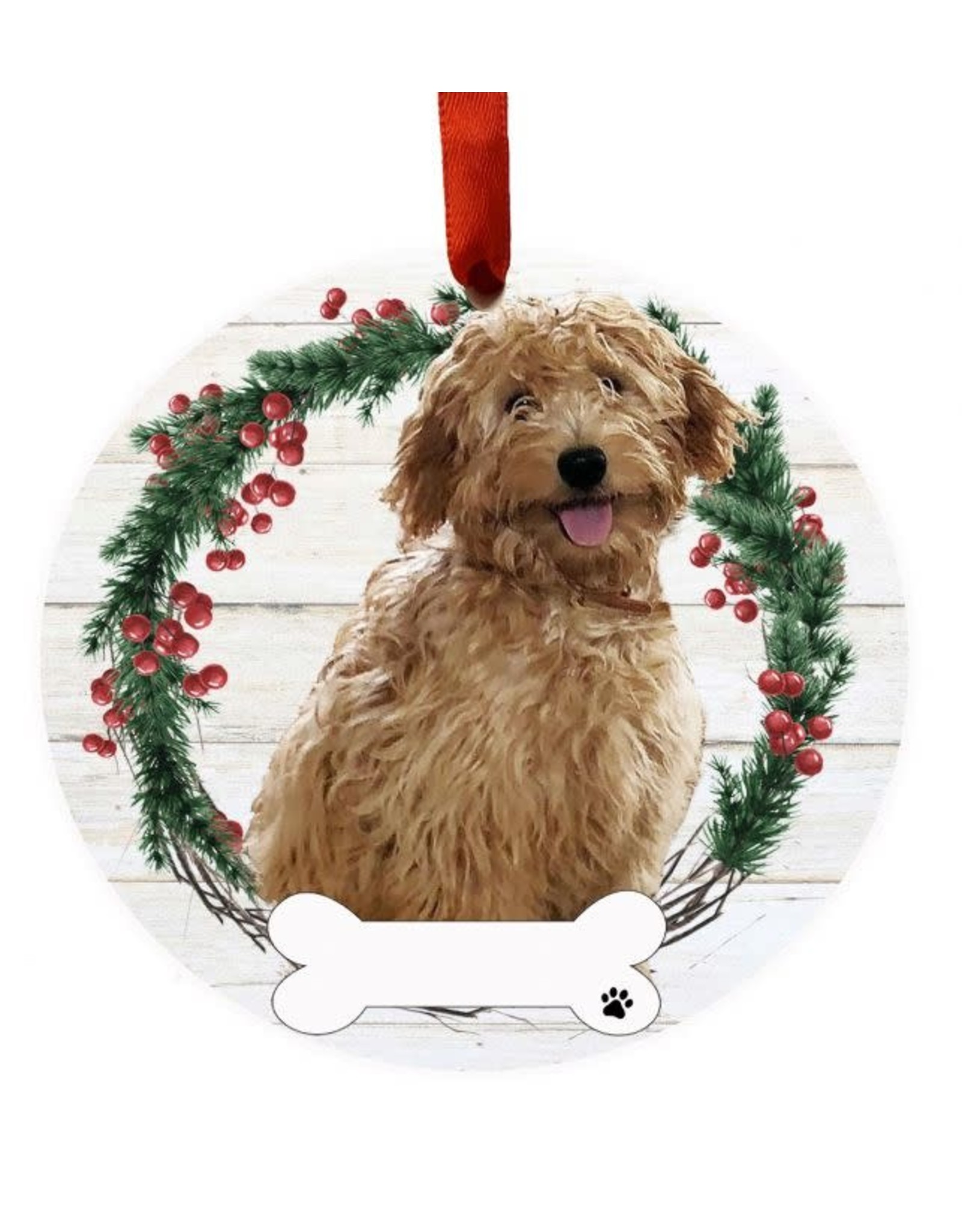 E&S Pets Rust Goldendoodle Full Body Wreath Ornament