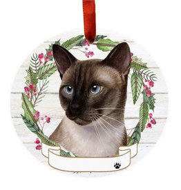 E&S Pets Siamese Cat Wreath Ornament