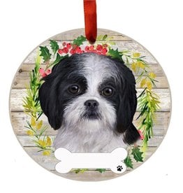 E&S Pets Black Shih Tzu Wreath Ornament