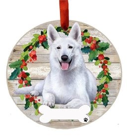 E&S Pets White German Shepherd Wreath Ornament