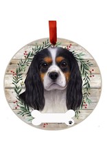 E&S Pets Tri-Color King Charles Cavalier Wreath Ornament