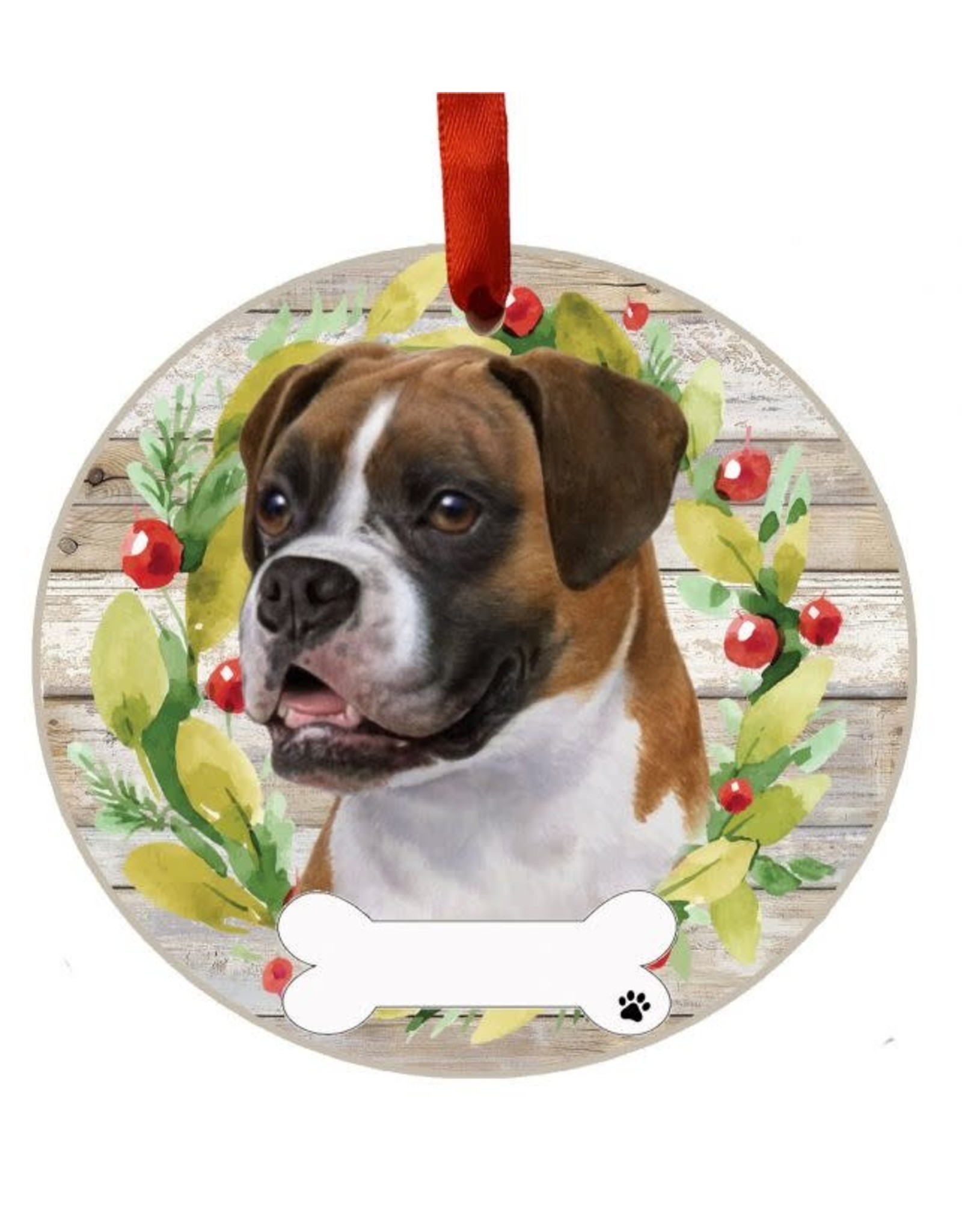 E&S Pets Uncropped Boxer Wreath Ornament