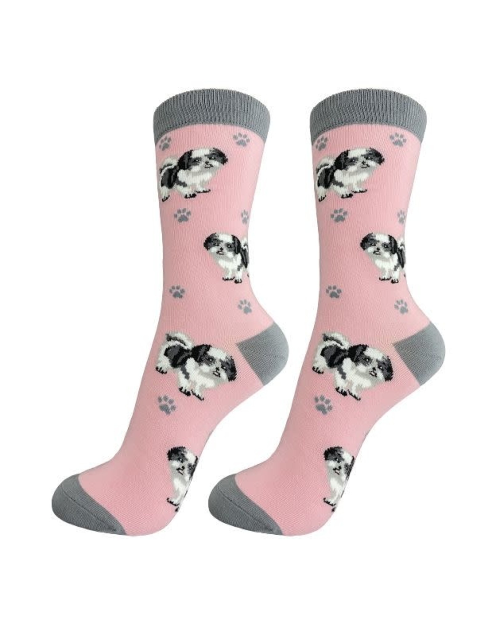 E&S Pets Full Body Black & White Shih Tzu Socks