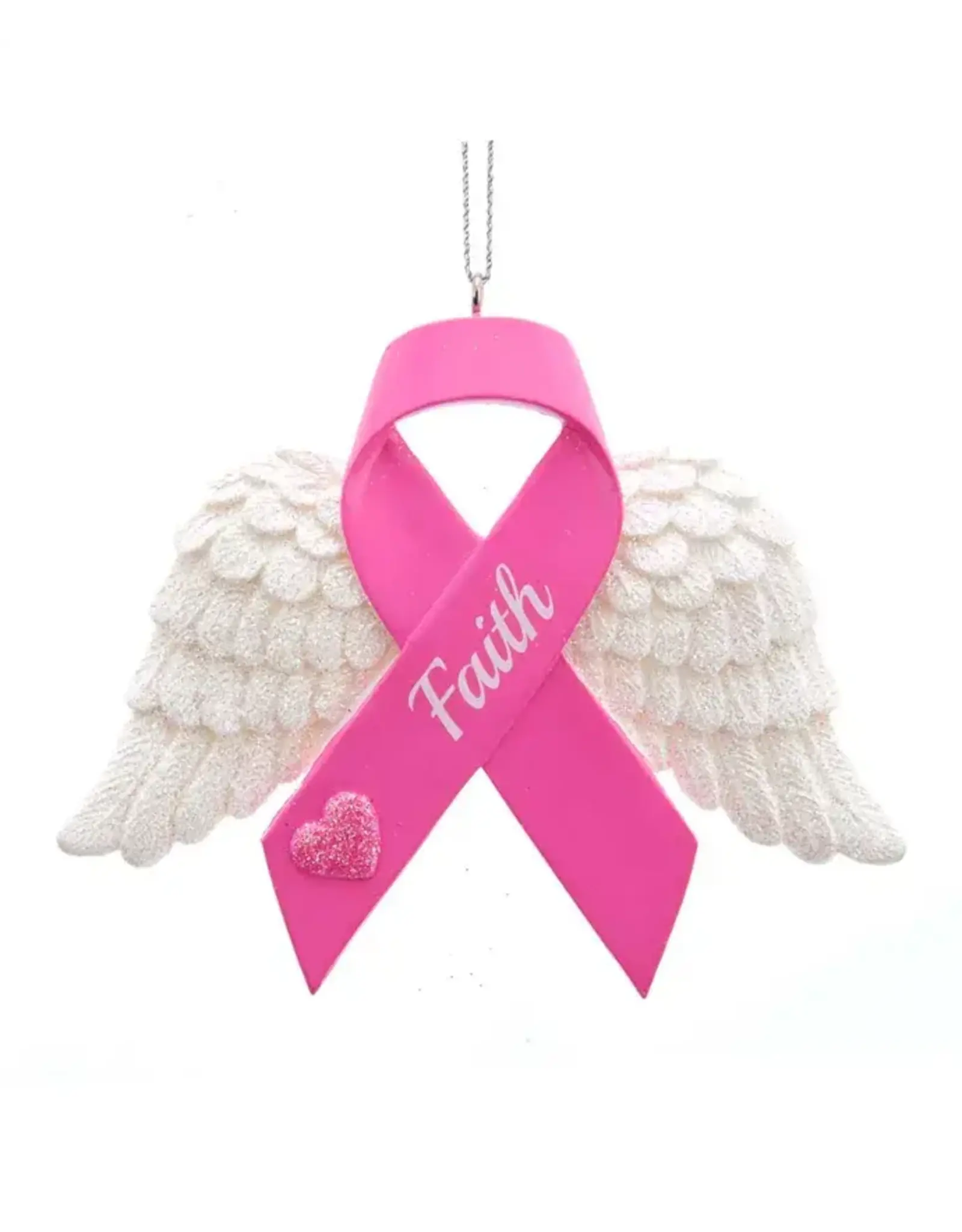 Kurt S. Adler Winged Faith Pink Breast Cancer Ornament