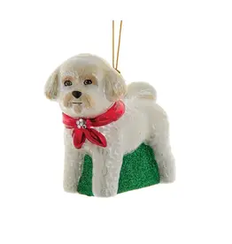 Kurt S. Adler Bichon Frise with Bandana Ornament