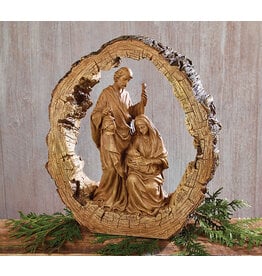 B&B Carved Holy Family in Hollow Log