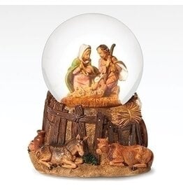 Roman Nativity Snow Globe with Stable Base - Musical