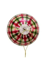 Kurt S. Adler Red Green Plaid Glass Ball Ornaments Box of 6