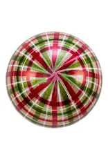 Kurt S. Adler Red Green Plaid Glass Ball Ornaments Box of 6