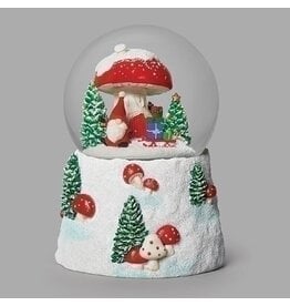 Roman Gnome under Mushroom Musical Snow Globe