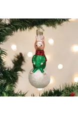 Old World Christmas Piglet on Snowball Ornament