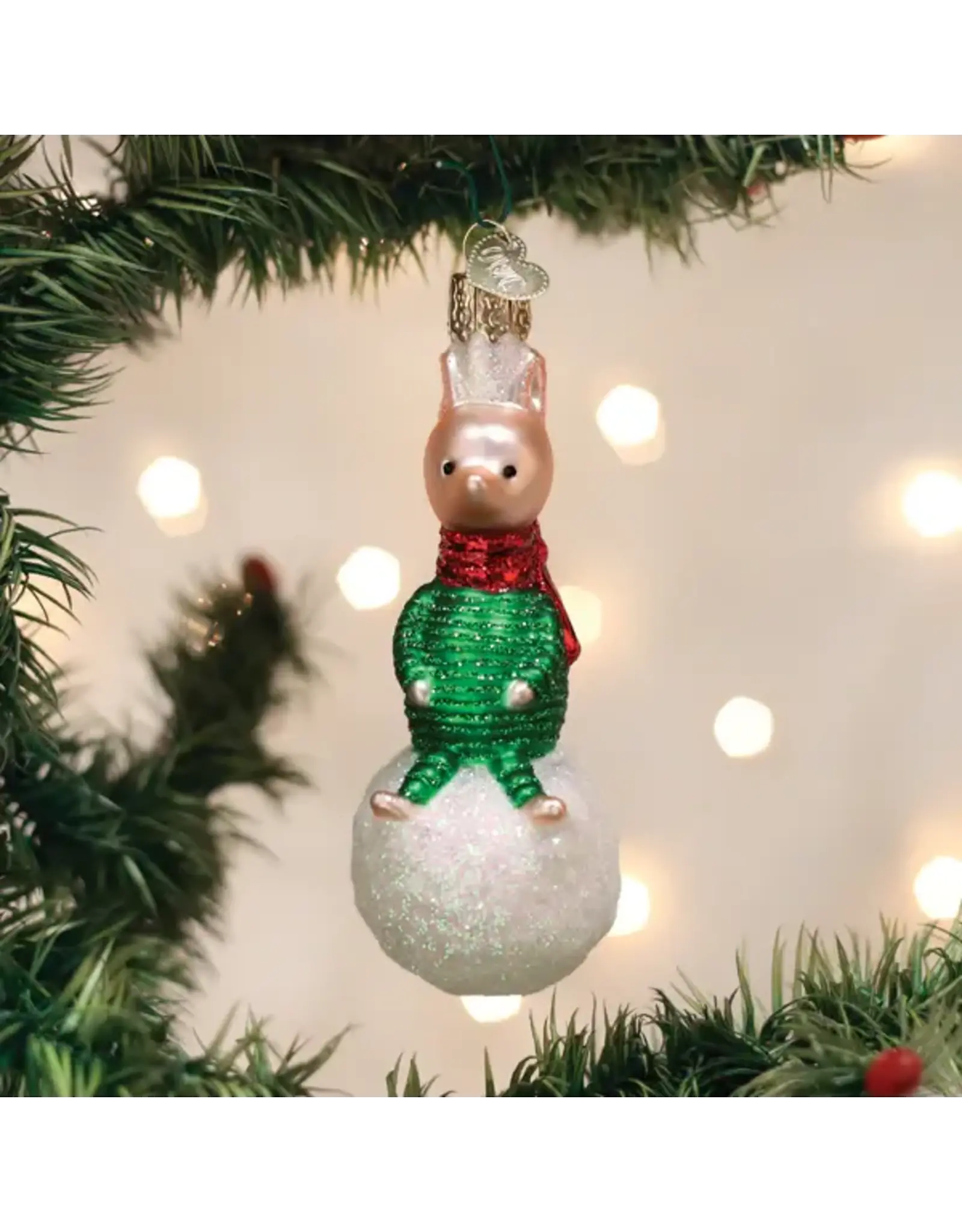 Old World Christmas Piglet on Snowball Ornament