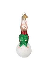 Old World Christmas Piglet on Snowball Ornament