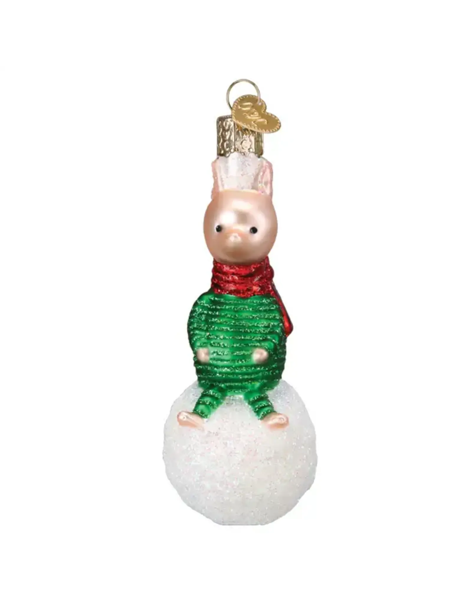 Old World Christmas Piglet on Snowball Ornament