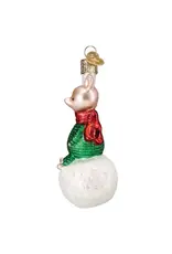 Old World Christmas Piglet on Snowball Ornament