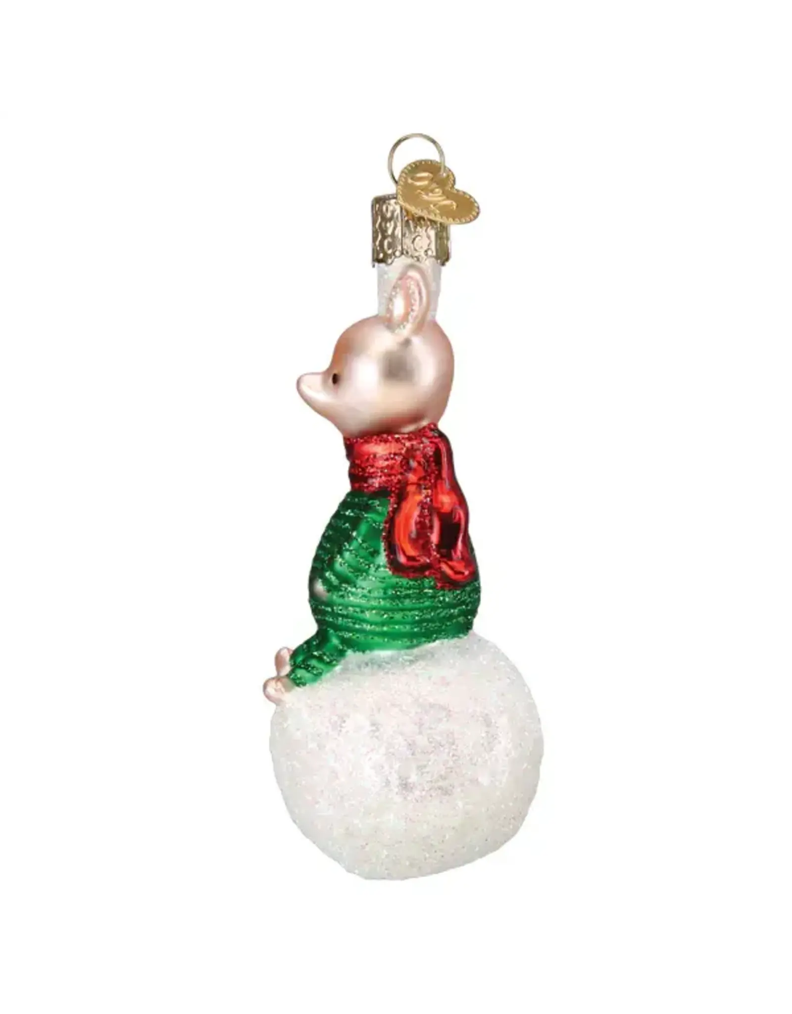 Old World Christmas Piglet on Snowball Ornament