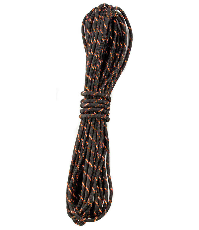 YakAttack 550 Paracord with Reflective Tracer, 35 ft, Blk/Orange