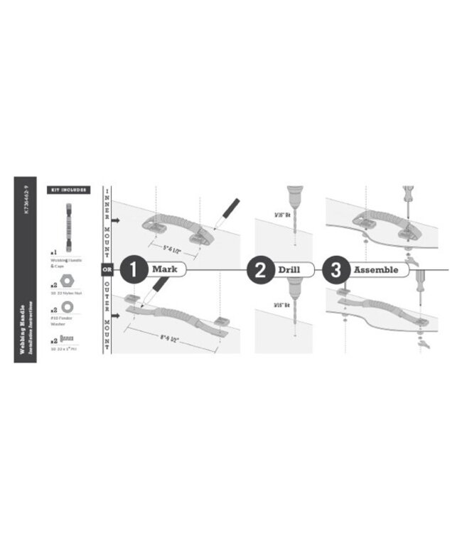 Sealect Designs Webbing Handle w/ End Caps - 10"