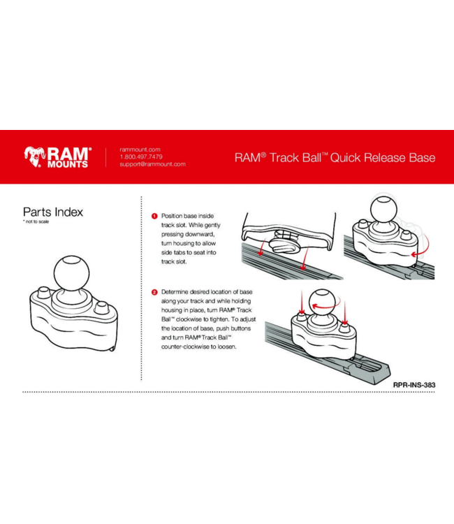Ram Mount RAM 1" Ball and Quick Track Base