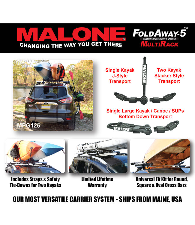Malone FoldAway-5 Multirack Kayak, Canoe, Sup Carrier