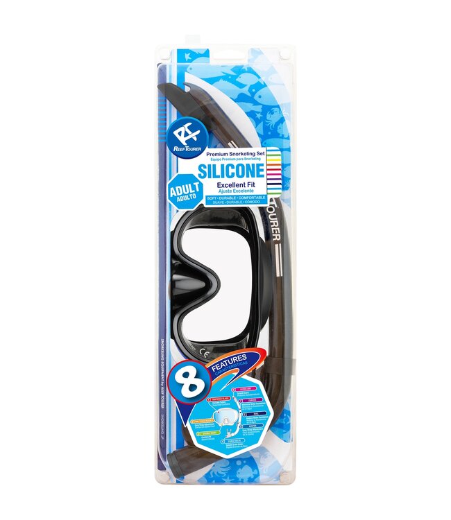Snorkeling Beach Reef Tourer Adult Single-Window Mask & Snorkel Set