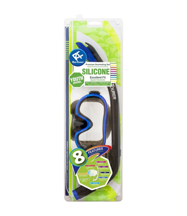 Snorkeling Beach Reef Tourer Youth Single-Window Mask & Snorkel Combo Set