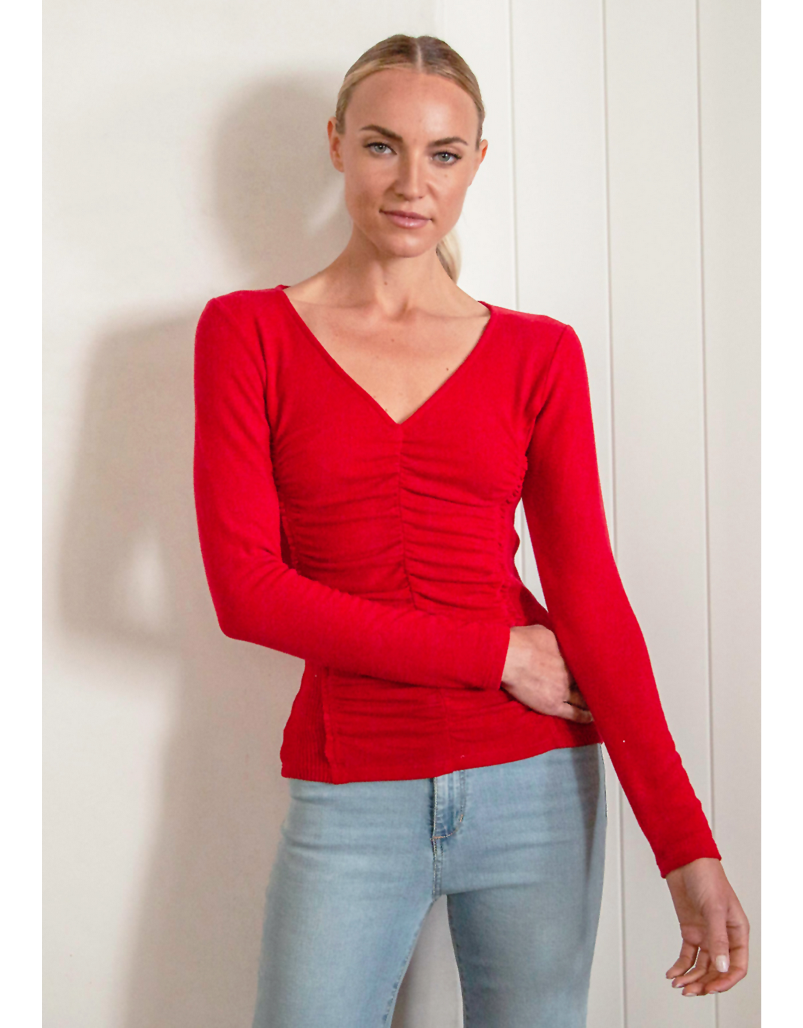 Red Haute RED HAUTE:: SHIRRED FRONT TOP