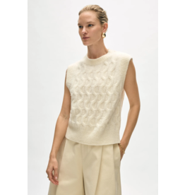 WHITE & WARREN W&W:: MERINO CASHMERE BOUCLE CABLE VEST