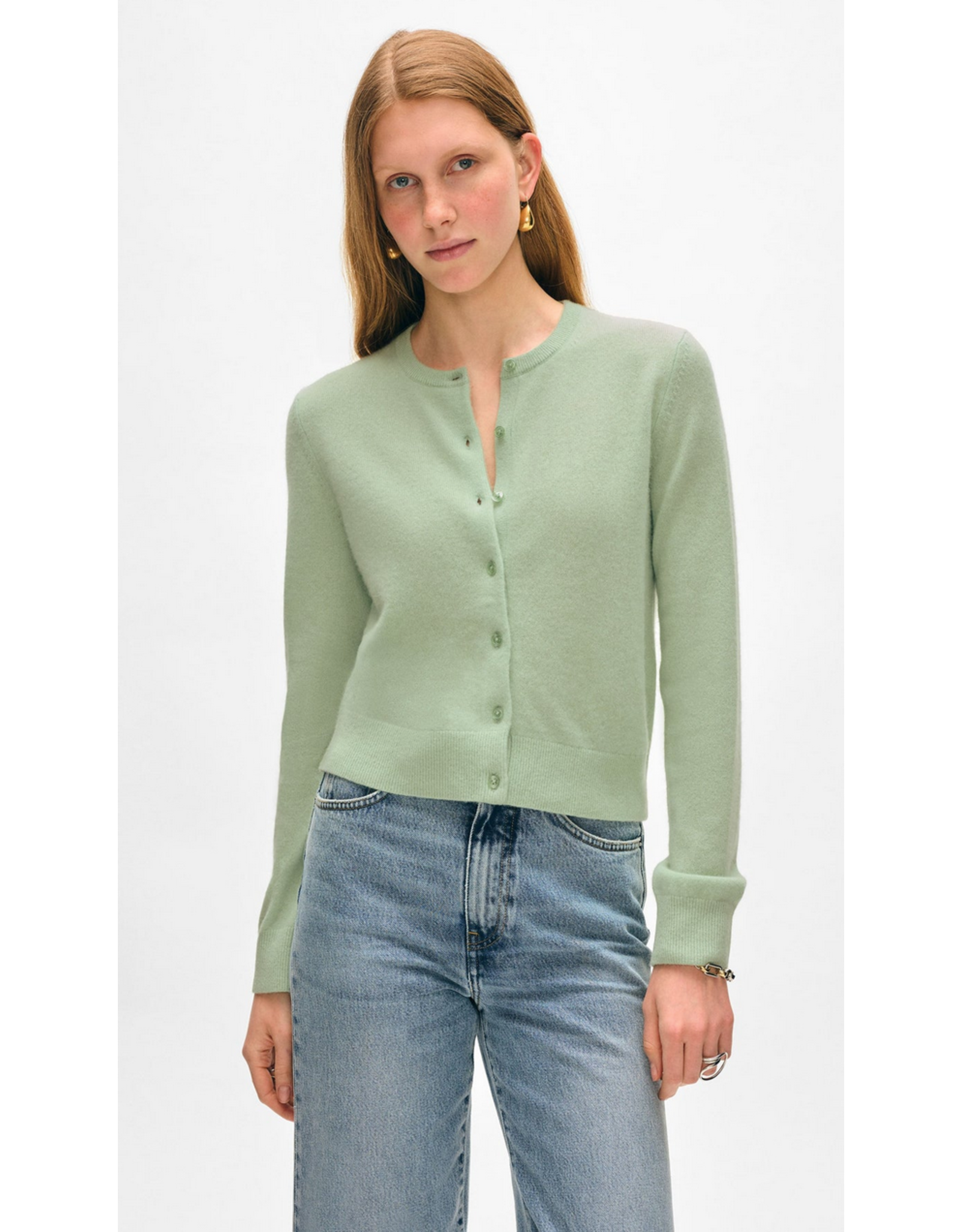 WHITE & WARREN W&W:: CASHMERE CREWNECK CARDIGAN
